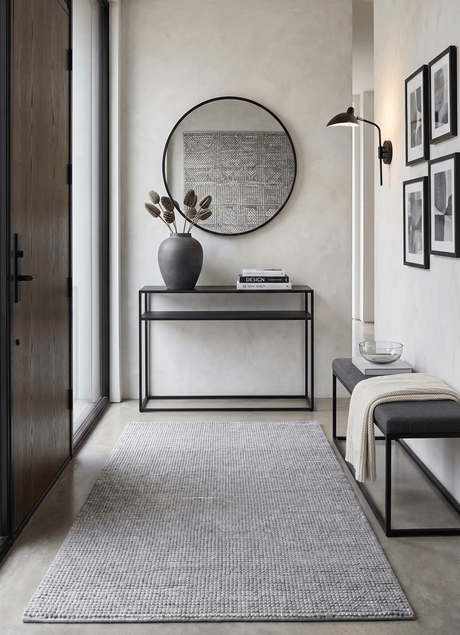 Modern Solid Pattern Gray Hand Woven Wool Area Rug