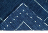 Modern Solid Plane Blue Hand Loomed Southwestern Custom Made wool Area Rug