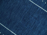 Modern Solid Plane Blue Hand Loomed Southwestern Custom Made wool Area Rug