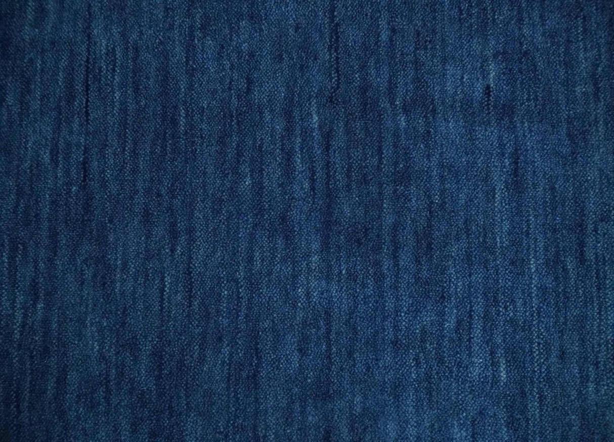 Modern Solid Plane Blue Hand Loomed Southwestern Custom Made wool Area Rug