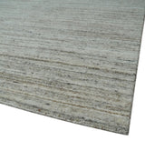 Modern Solid Self Design Abstract Handloom Ivory, Silver and Brown 8x10 Contemporary Wool Area Rug | TRD10282810S