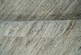 Modern Solid Self Design Abstract Handloom Ivory, Silver and Brown 8x10 Contemporary Wool Area Rug | TRD10282810S