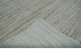 Modern Solid Self Design Abstract Handloom Ivory, Silver and Brown 8x10 Contemporary Wool Area Rug | TRD10282810S