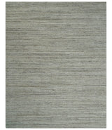 Modern Solid Self Design Abstract Handloom Ivory, Silver and Brown 8x10 Contemporary Wool Area Rug | TRD10282810S