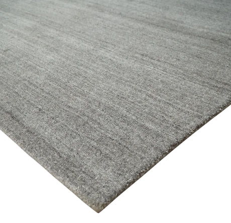Modern Solid Shaded Gray 5x7 Blended Wool Hand woven Area Rug