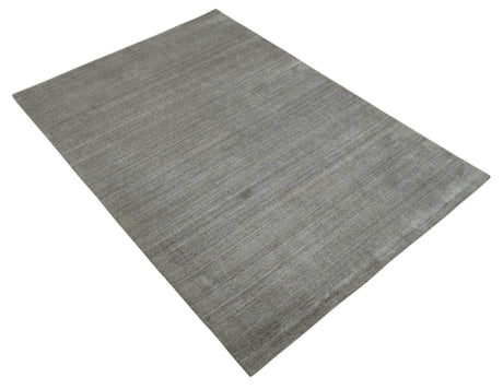 Modern Solid Shaded Gray 5x7 Blended Wool Hand woven Area Rug