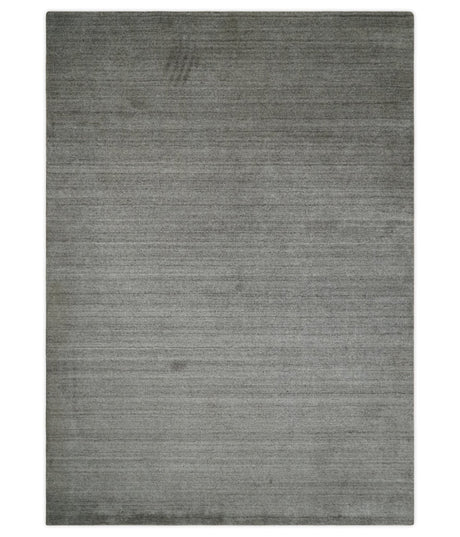 Modern Solid Shaded Gray 5x7 Blended Wool Hand woven Area Rug