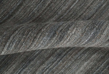 Modern Solid Silver and Charcoal Shaded 5x7 Blended Wool Area Rug