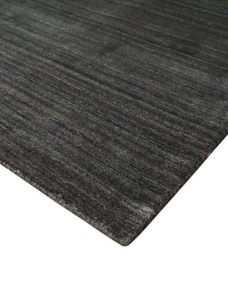 Modern Solid Silver and Charcoal Shaded 5x7 Blended Wool Area Rug