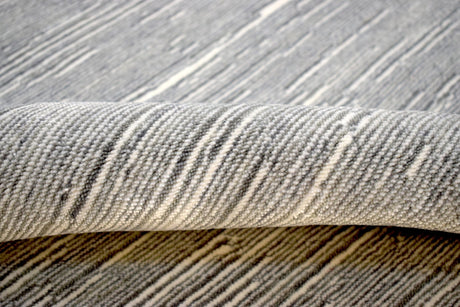 Modern Solid Silver Hand Loom Wool 5x8 Area Rug