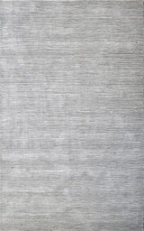 Modern Solid Silver Hand Loom Wool 5x8 Area Rug