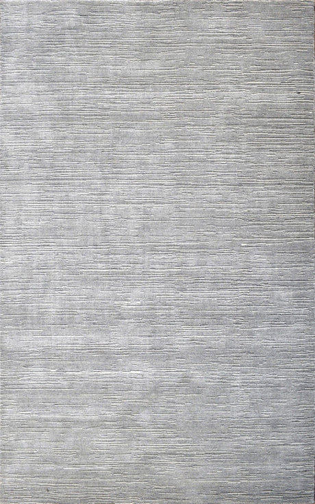 Modern Solid Silver Hand Loom Wool 5x8 Area Rug