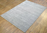 Modern Solid Silver Hand Loom Wool 5x8 Area Rug