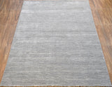 Modern Solid Silver Hand Loom Wool 5x8 Area Rug