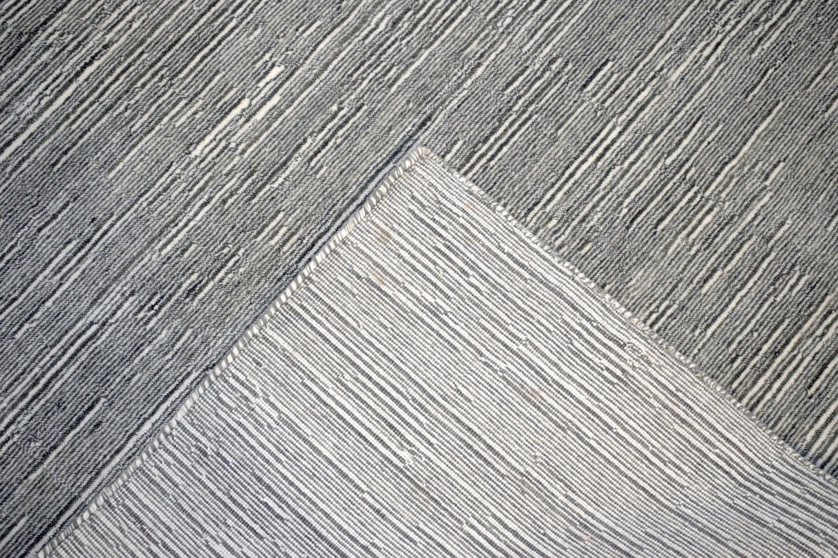 Modern Solid Silver Hand Loom Wool 5x8 Area Rug