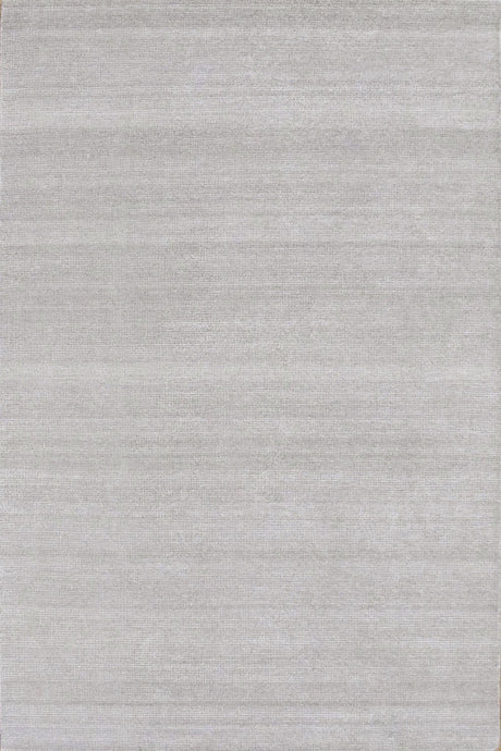 Modern Solid Silver Hand Woven Wool and Viscose Rug