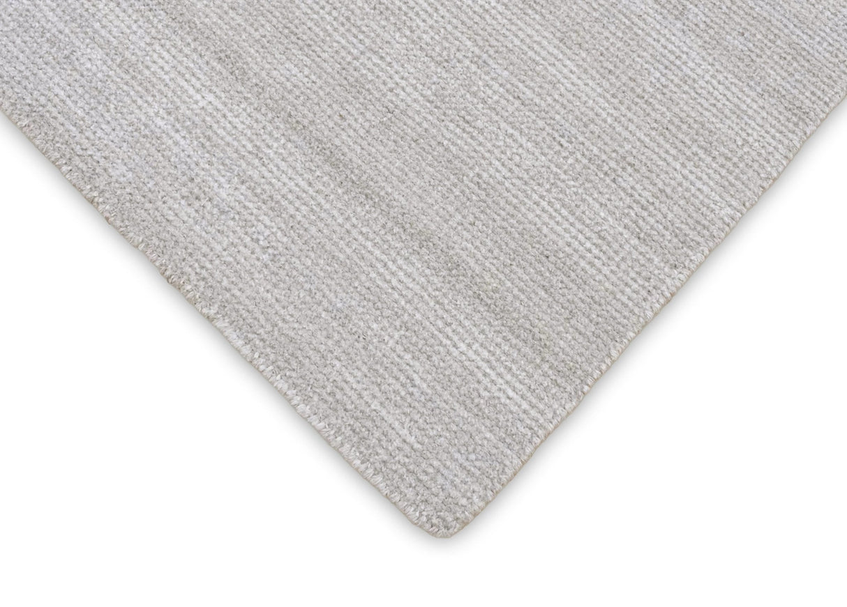 Modern Solid Silver Hand Woven Wool and Viscose Rug