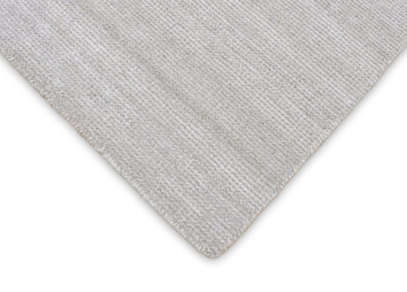 Modern Solid Silver Hand Woven Wool and Viscose Rug