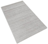 Modern Solid Silver Hand Woven Wool and Viscose Rug