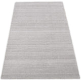 Modern Solid Silver Hand Woven Wool and Viscose Rug