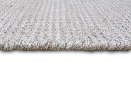 Modern Solid Silver Hand Woven Wool and Viscose Rug