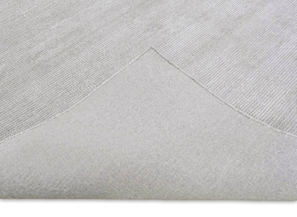 Modern Solid Silver Hand Woven Wool and Viscose Rug