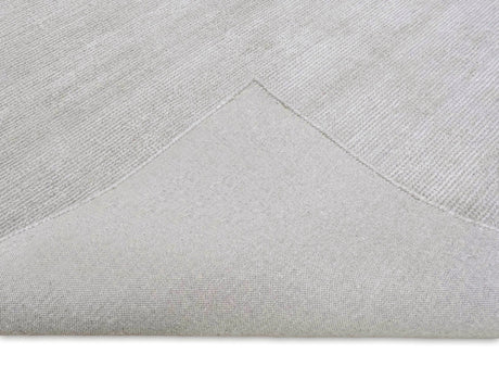Modern Solid Silver Hand Woven Wool and Viscose Rug
