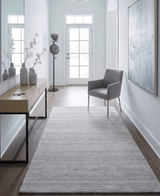 Modern Solid Silver Hand Woven Wool and Viscose Rug