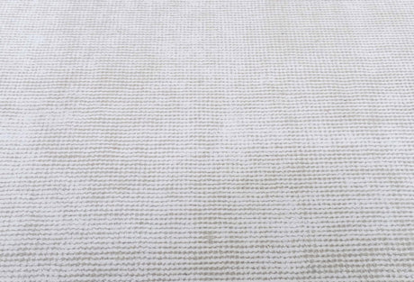 Modern Solid White Hand Made Textured Wool Area Rug