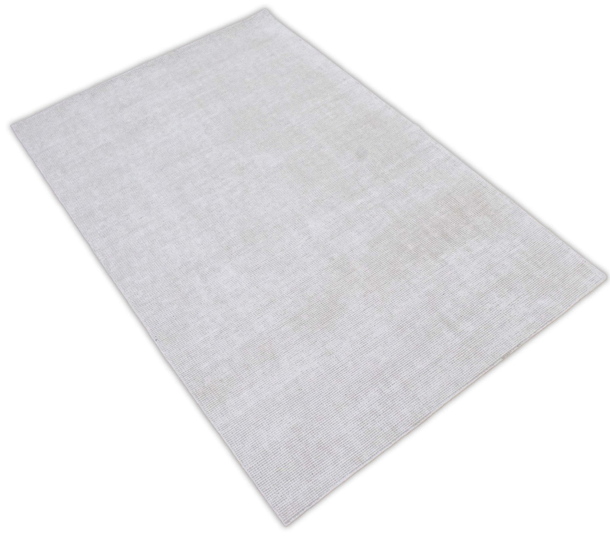Modern Solid White Hand Made Textured Wool Area Rug