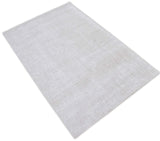 Modern Solid White Hand Made Textured Wool Area Rug
