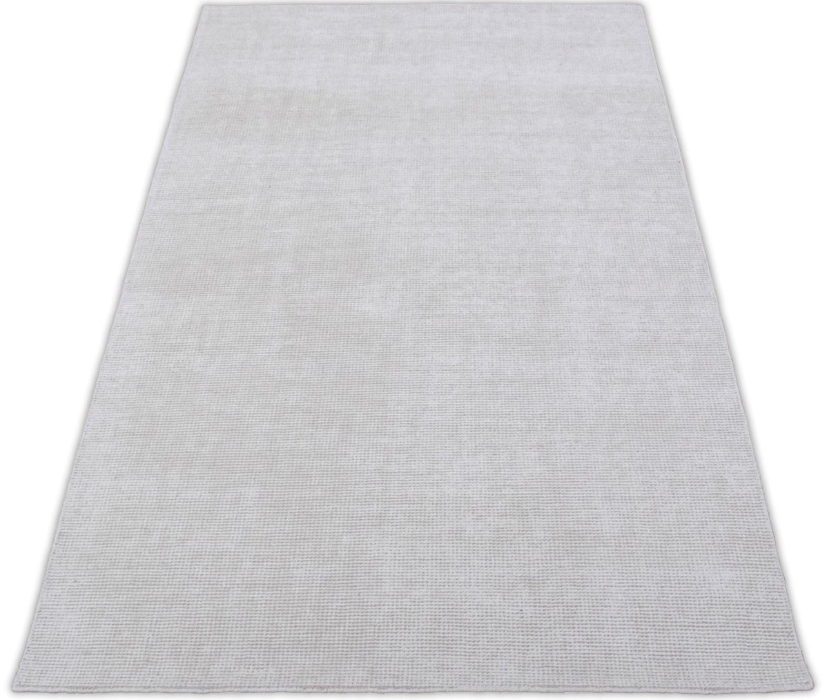 Modern Solid White Hand Made Textured Wool Area Rug