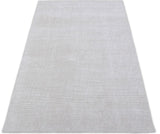 Modern Solid White Hand Made Textured Wool Area Rug