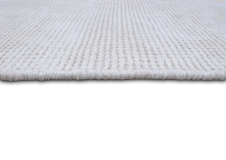Modern Solid White Hand Made Textured Wool Area Rug