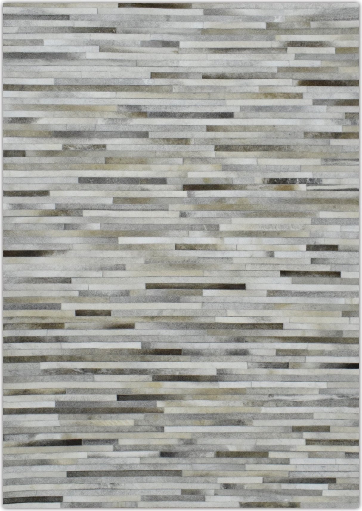 Modern Stripe Design Handmade 5x8 Beige and Ivory Leather Area Rug