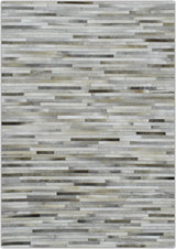 Modern Stripe Design Handmade 5x8 Beige and Ivory Leather Area Rug