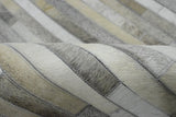 Modern Stripe Design Handmade 5x8 Beige and Ivory Leather Area Rug