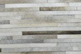 Modern Stripe Design Handmade 5x8 Beige and Ivory Leather Area Rug