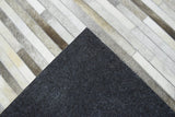 Modern Stripe Design Handmade 5x8 Beige and Ivory Leather Area Rug