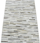 Modern Stripe Design Handmade 5x8 Beige and Ivory Leather Area Rug