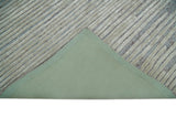Modern Stripe Pattern Beige and Gray Hand Tufted Wool and Silk Area Rug