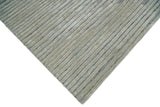 Modern Stripe Pattern Beige and Gray Hand Tufted Wool and Silk Area Rug