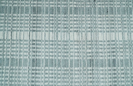 Modern Striped 8x10 Hand Made Ivory and Gray Blended Wool Area Rug