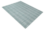 Modern Striped 8x10 Hand Made Ivory and Gray Blended Wool Area Rug