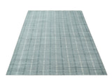 Modern Striped 8x10 Hand Made Ivory and Gray Blended Wool Area Rug