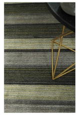 Modern Stripes 5x7 Antique Moss Green and Gray Wool Hand Woven Area Rug