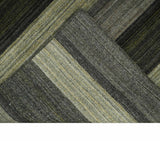 Modern Stripes 5x7 Antique Moss Green and Gray Wool Hand Woven Area Rug