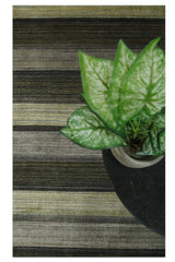 Modern Stripes 5x7 Antique Moss Green and Gray Wool Hand Woven Area Rug