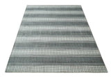 Modern Stripes 8x10 Hand Made Ivory and Gray Blended Wool Area Rug