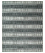 Modern Stripes 8x10 Hand Made Ivory and Gray Blended Wool Area Rug